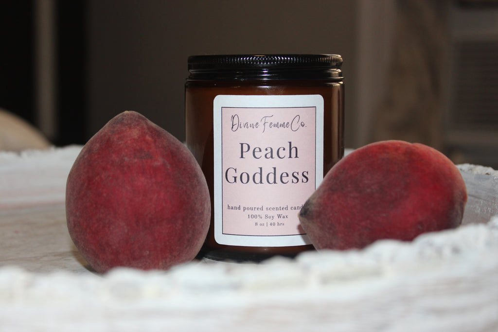Peach Goddess - 100% Soy Wax Candle (8 oz Amber Jar)