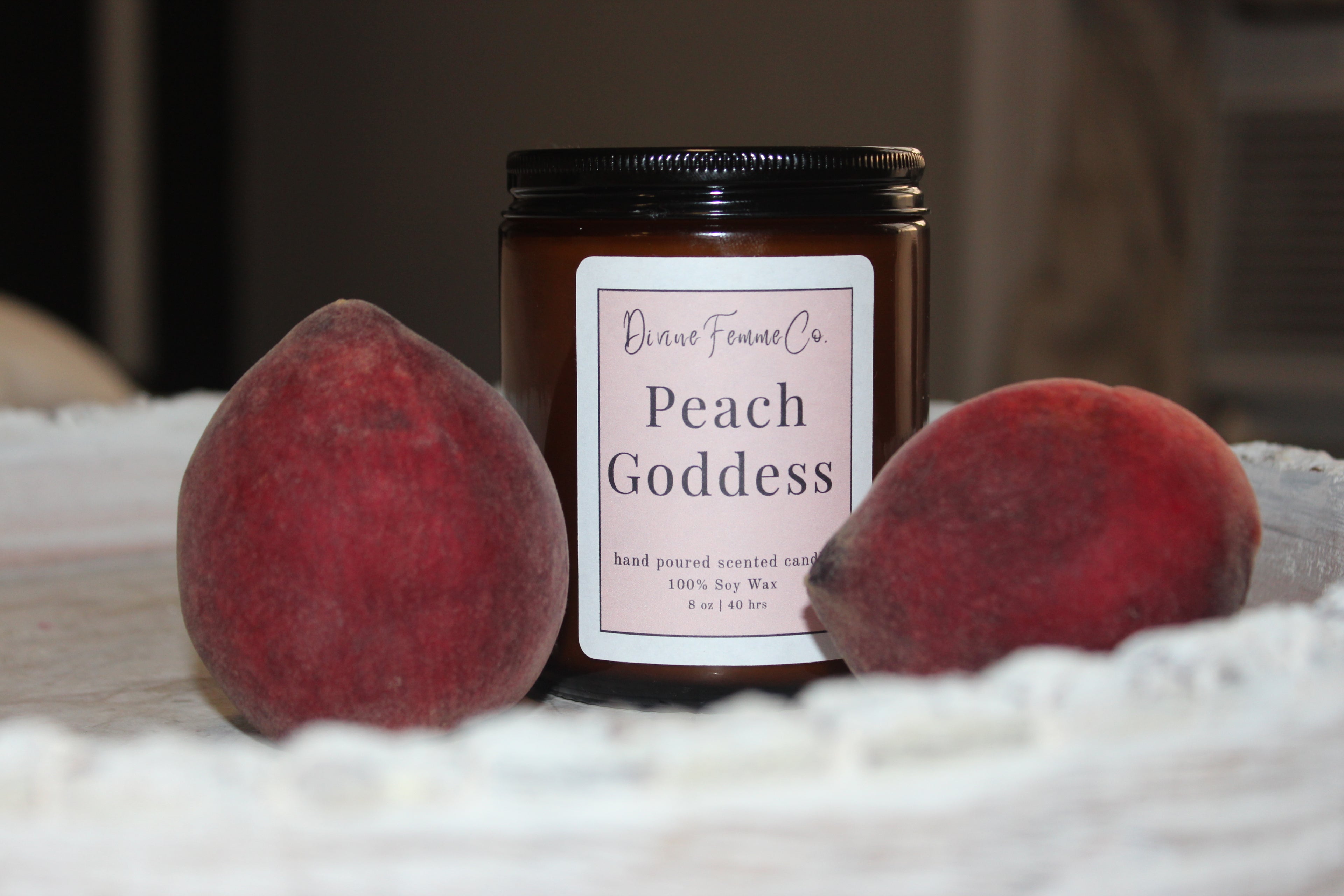 Peach Goddess - 100% Soy Wax Candle (8 oz Amber Jar)