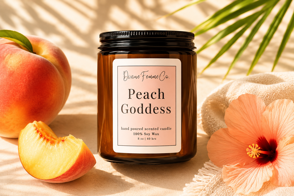 Peach Goddess - 100% Soy Wax Candle (8 oz Amber Jar)